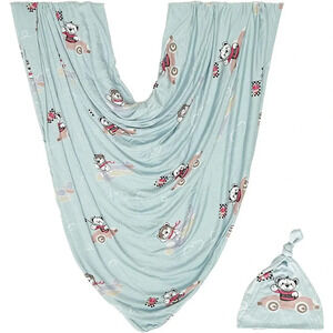 Extra-Large Baby Swaddle Blanket & Beanie Set